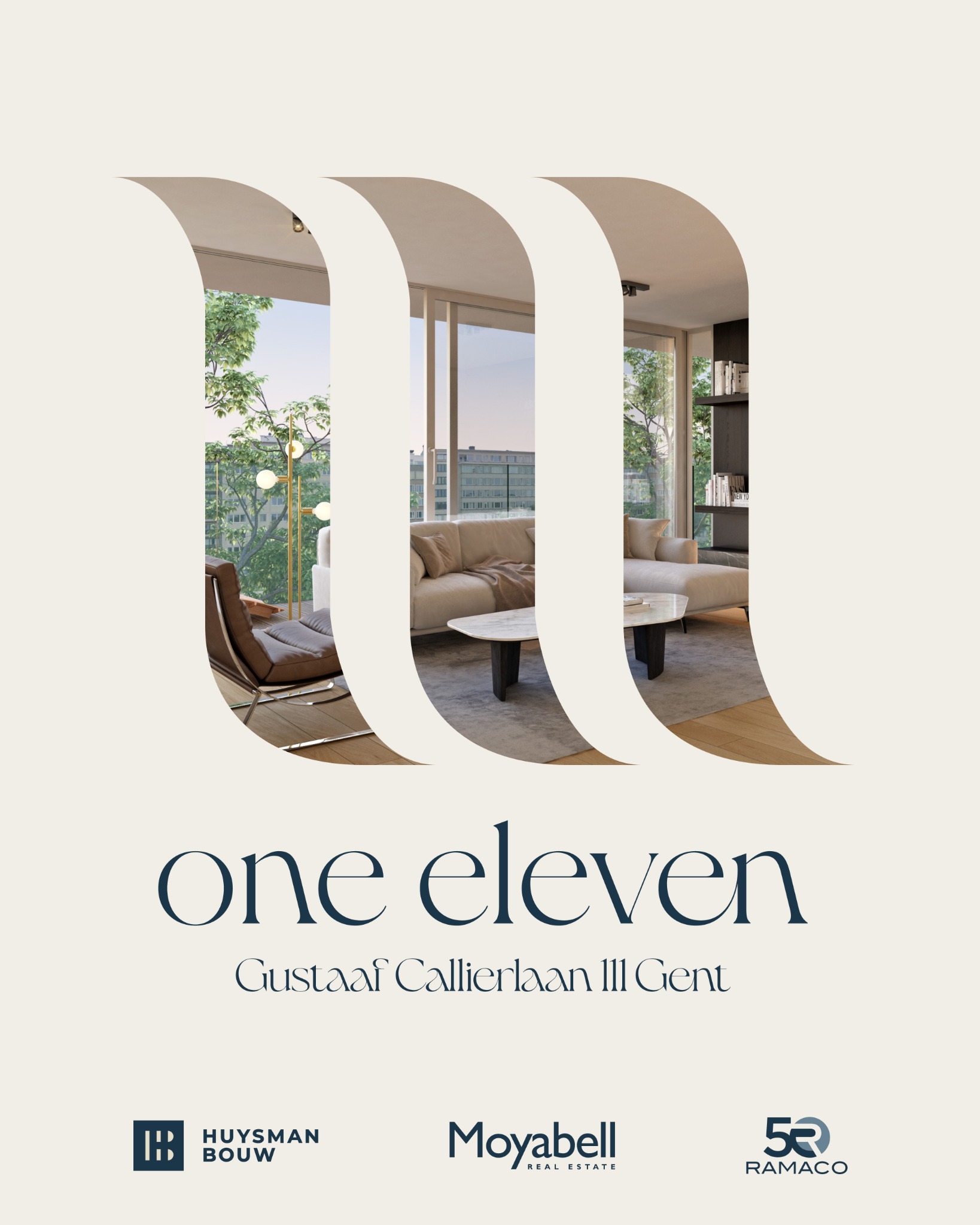 One-Eleven, Gustaaf Callierlaan 111 Gent — met Huysman Bouw, Moyabell Real Estate en Ramaco.